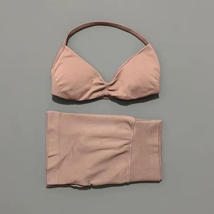 HISTELLO ensemble de gymnastique 2 pièces femmes à bretelles soutien-gorge de Yoga haut d'entraîneme