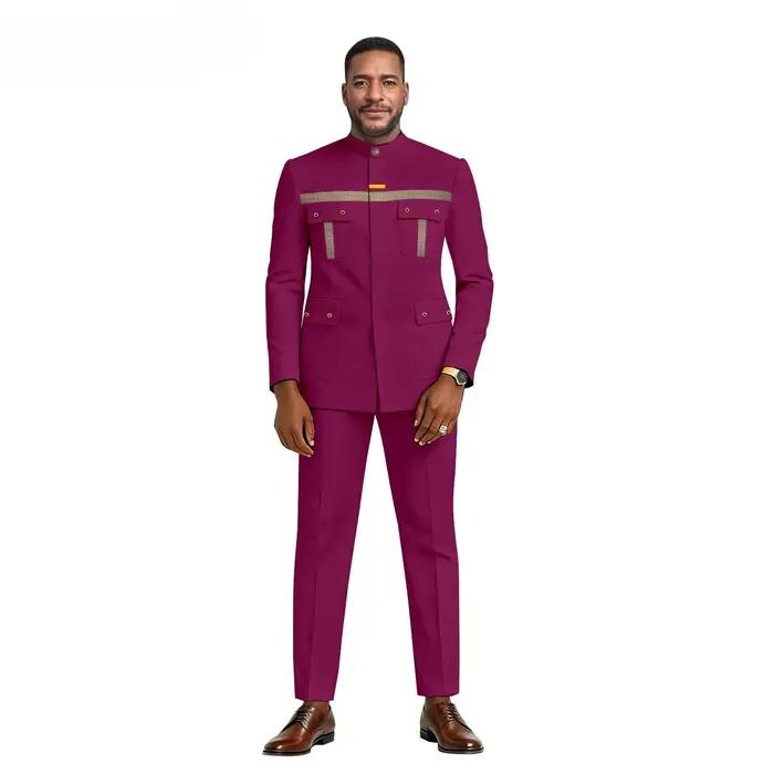 Nouvel ensemble deux pièces décontracté et coloré pour homme africain, coupe ajustée - Costume pour