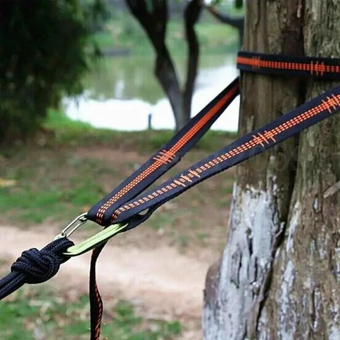 Sangles de hamac en Polyester, 2 pièces, 600lb, résistance à la rupture, corde de ceinture avec bouc