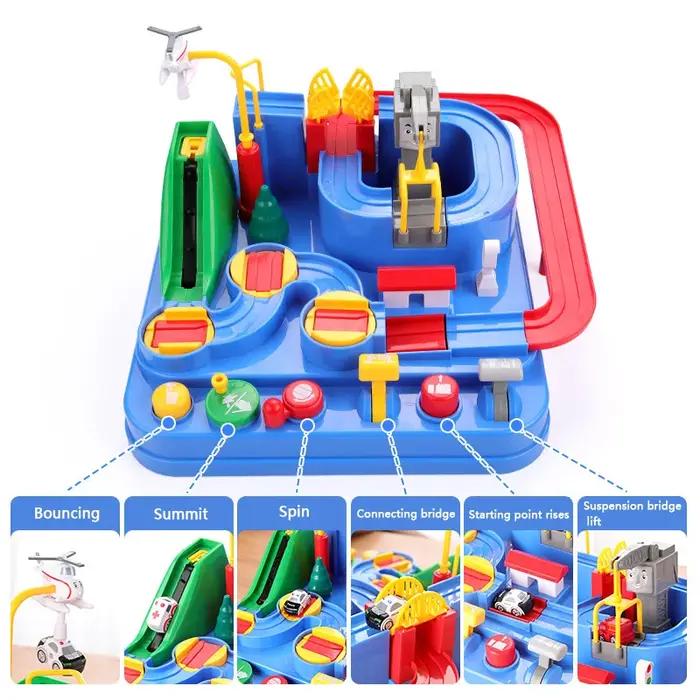 Modèle de Voiture sur Rail de Course Jouet Educatif pour Enfants Jeu dAventure sur Piste Cerveau Mécanique Train Interactif Animaux Fusée Spatiale Occasions Spéciales