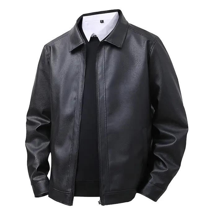 2025 nouvelle veste en cuir hommes printemps coupe ajustée revers veste décontractée hommes haut cou