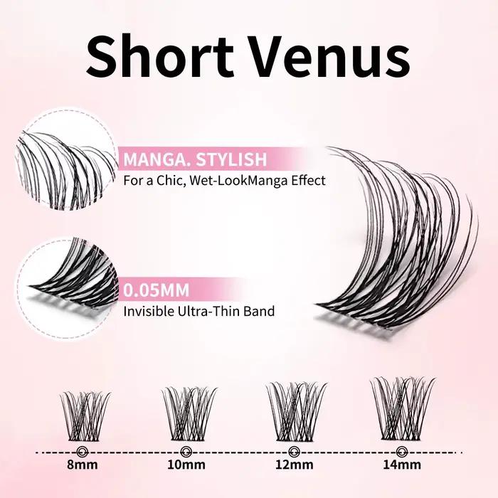 Extensions de cils individuels Manga uCoolMe Lashes Short Fairy Venus Flora 0.05mm, bouquets à espac