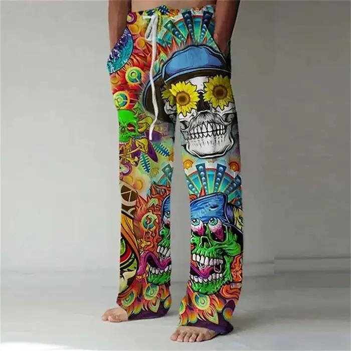 Pantalon large pour homme imprimé en 3D style hip-hop, pantalon pour homme imprimé tendance, confort