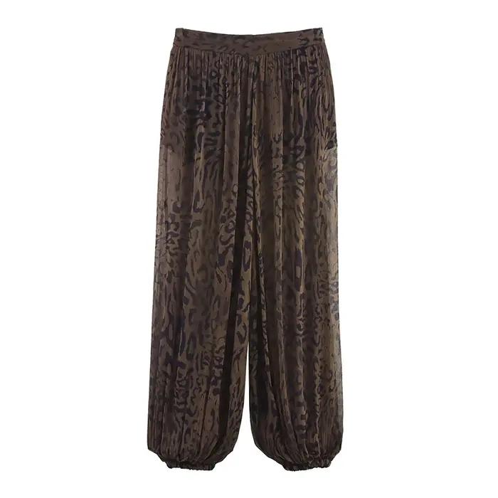 Pantalon Lanterne Chic Décontracté Femme, Imprimé Animal Vintage, Translucide, Tendance Printemps 20