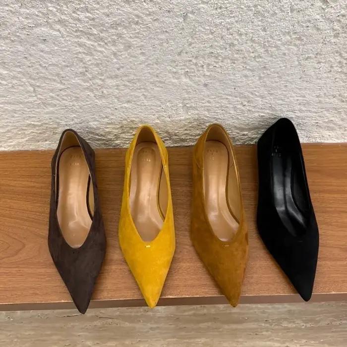 Escarpins de bureau Vintage à bout pointu pour femmes, chaussures élégantes à talons bas, pour fête