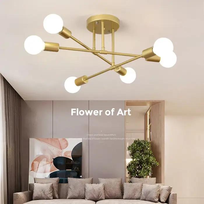Rétro industriel en fer forgé matériel 6 têtes LED plafonnier maison Luminaire moderne salon lumière