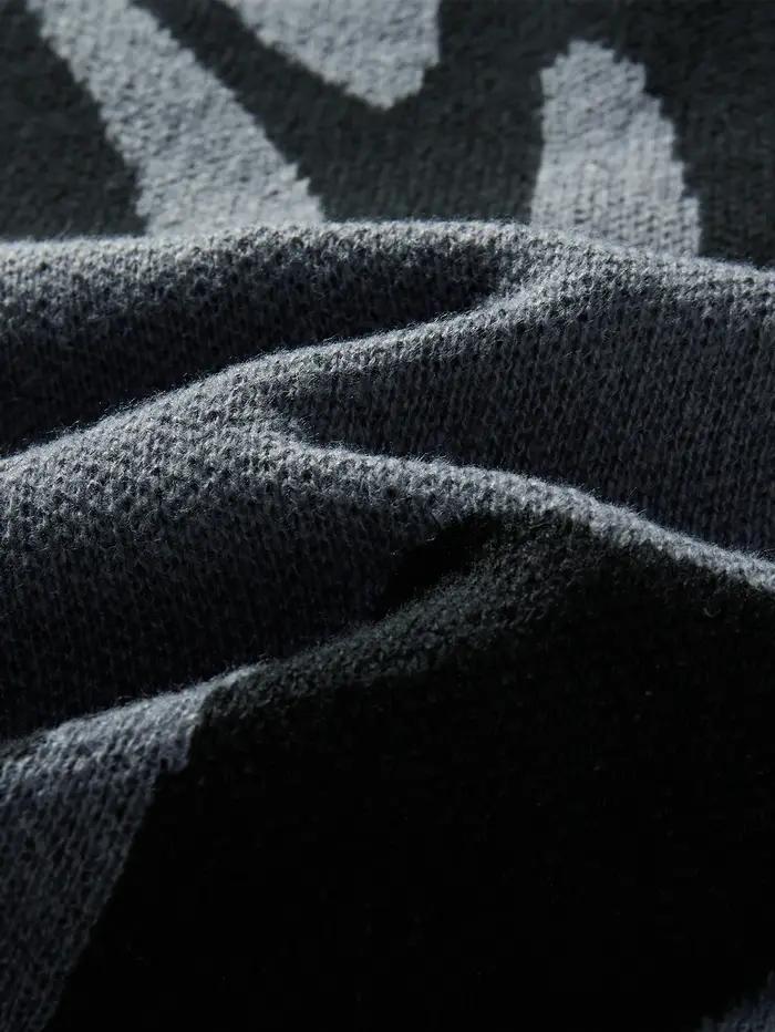 Pull à col rond à motif jacquard irrégulier pour hommes, pull décontracté, document d'abonnés, popul