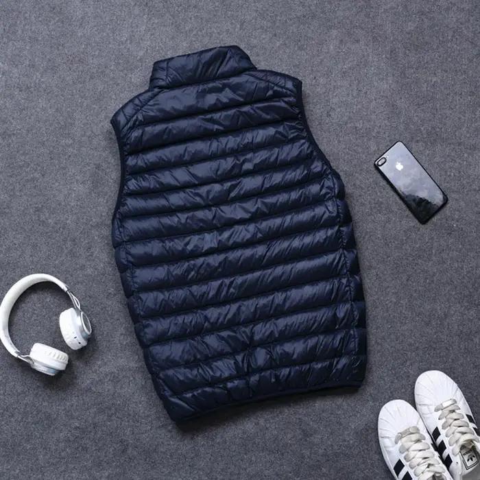 Automne et hiver hommes 90% duvet de canard blanc gilet décontracté léger vers le bas chaud solide s