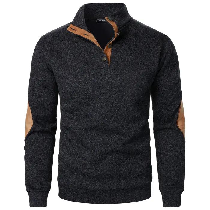 Pull tricoté décontracté à manches longues et col montant pour homme, automne et hiver