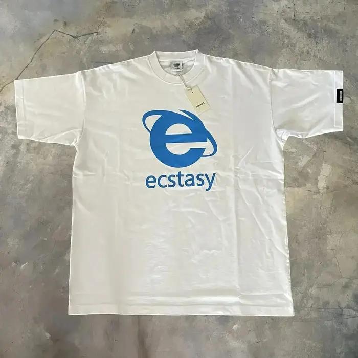 Streetwear Ecstasy nouveau T-shirt Y2K hommes Harajuku blanc T-shirt lettre impression surdimensionn