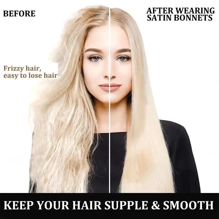 Bonnet en Satin pour femmes, pour dormir, soins capillaires, Bonnets en soie, solide, à larges bords