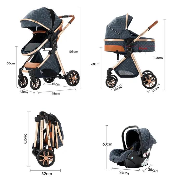 Poussette 3 en 1 pour bébé, landau haut léger, système de voyage, chariots pour nouveau-nés, pousset
