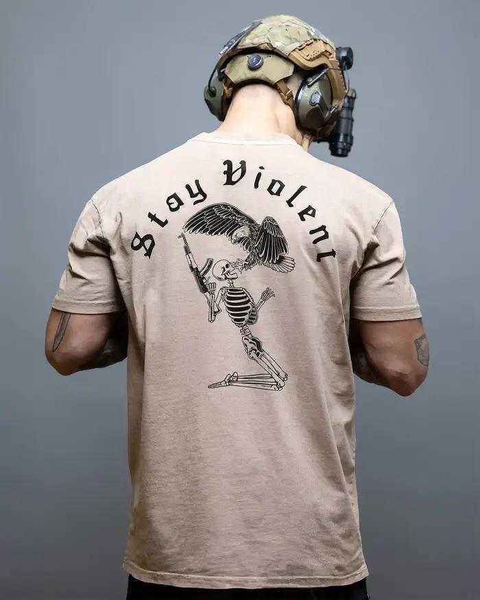 T-shirt respirant 2026 Stay Violent - Idéal pour le sport, en pur coton