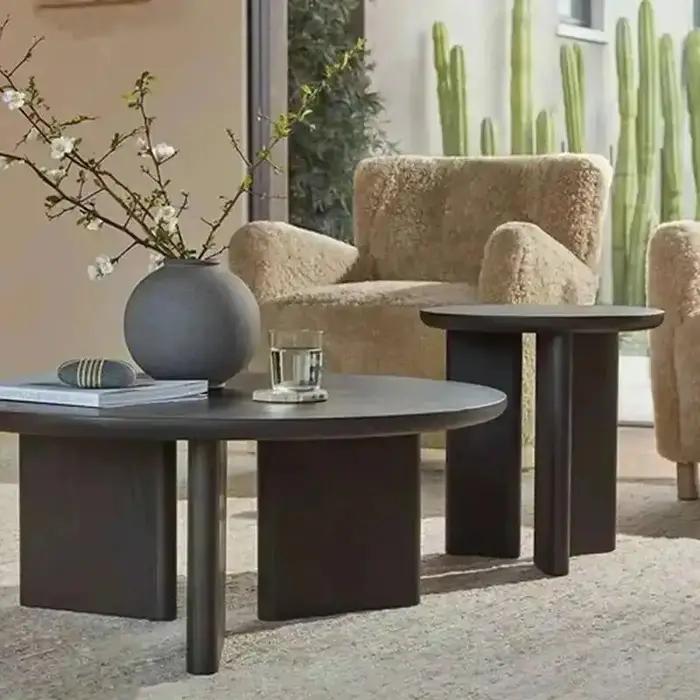 Table basse de chambre en bois noir, Table d'appoint Convertible réglable, esthétique industrielle,