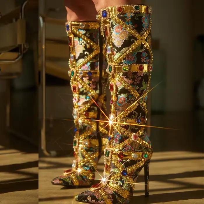 VEYKE-Bottes Hautes au Genou pour Femme, Chaussures à Talons, Travail Manuel, Sexy, Jolie tu, Parker