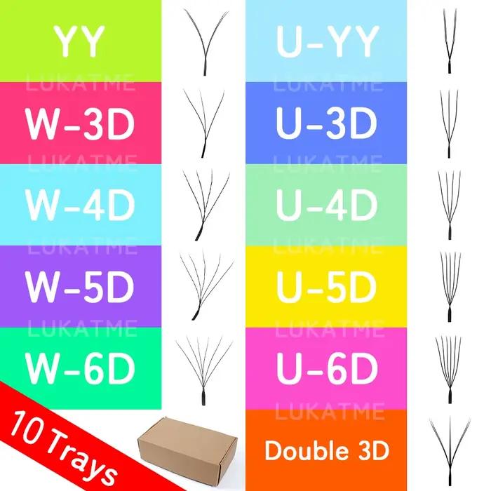 Extensions de Cils LUKATME 0.07 PBT Bouquets Préfabriqués 3D 4D 5D 6D Double 3D Forme W U Kit Faux Cils Occasions Spéciales