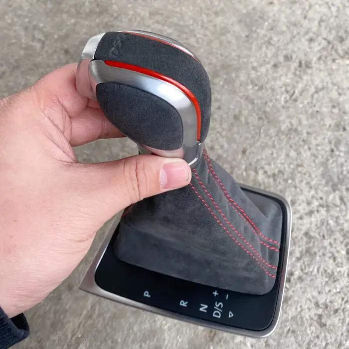 Pommeau de levier de vitesse DSG en cuir véritable point rouge pour Golf 7 7.5