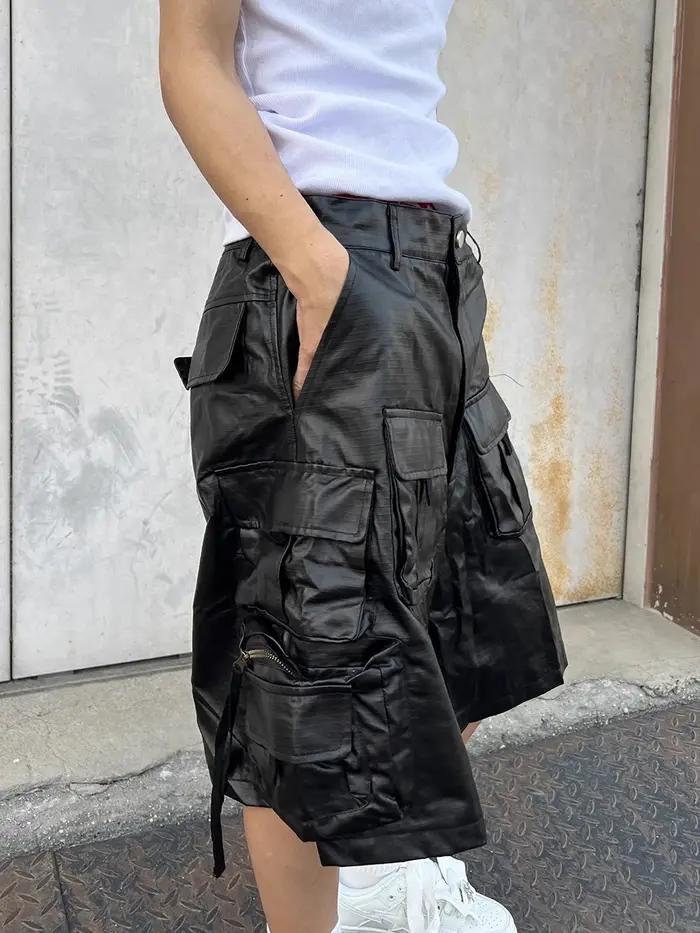 Mauroicardi printemps été Cool dur imperméable noir Shorts pour hommes avec de nombreuses poches amé