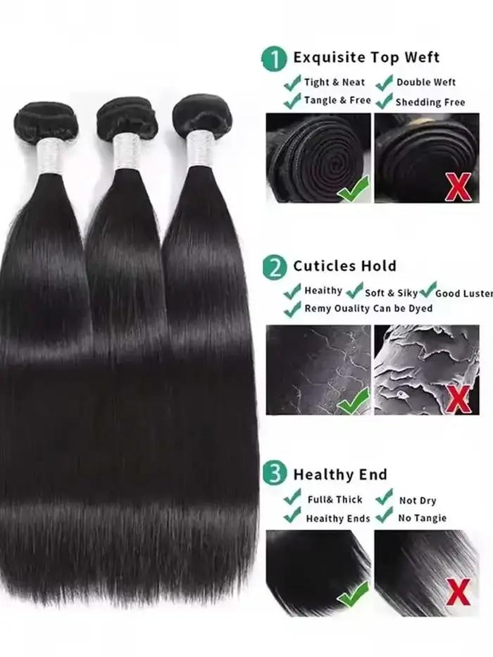 Lots de 1/3/4 mèches de cheveux brésiliens lisses 12A, cheveux humains vierges non traités, couleur