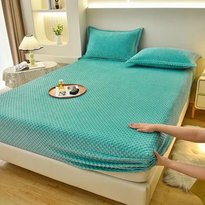 Drap de lit en velours corail et housse de protection pour matelas en velours de lait, couvre-lit isolant en peluche hiver confort hôtelier chambre élégante occassions spéciales nuit douillette