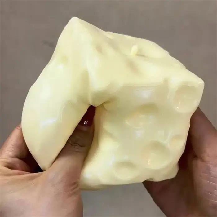 Balle anti-stress géante en forme de cube de fromage, jouet sensoriel ASMR non rebondissant, cadeau