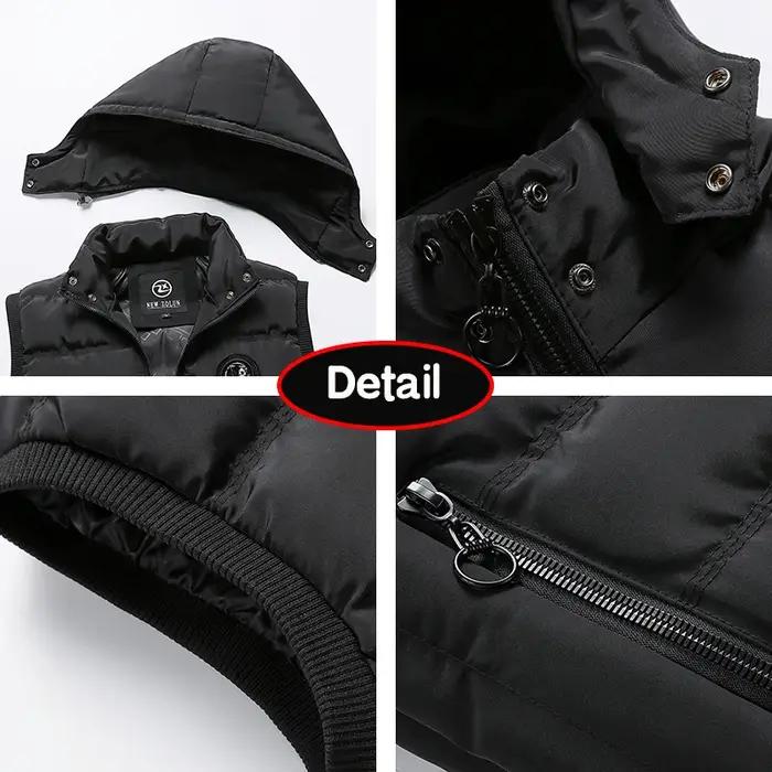Hommes automne sans manches polaire chaud détachable à capuche gilet hommes hiver extérieur décontra
