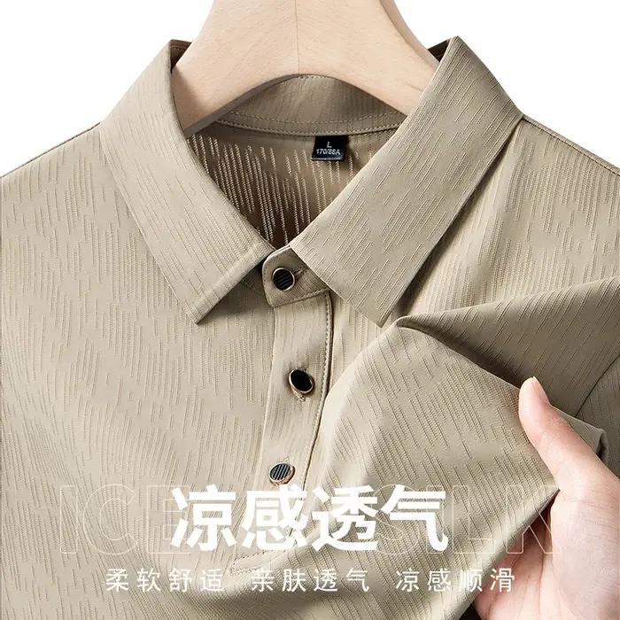 Polo homme M-7XL 8XL 9XL Nouveauté été – Polo homme à manches courtes en soie glacée de haute qualit