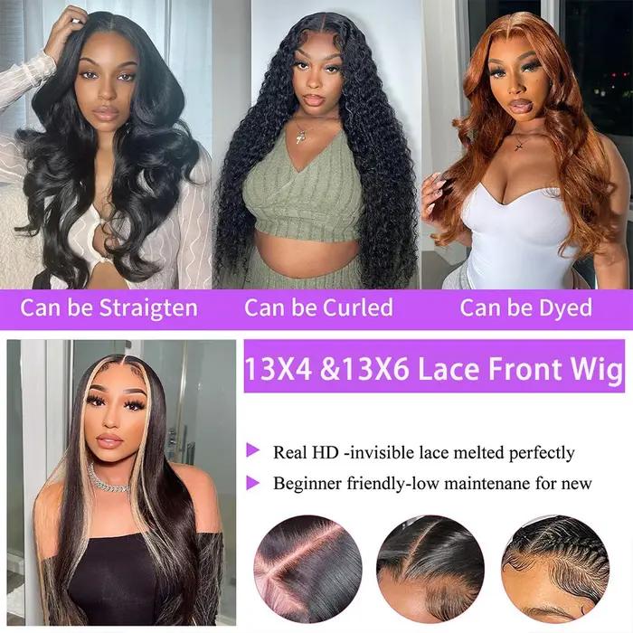 Perruque Lace Front Wig Body Wave transparente HD 13x4