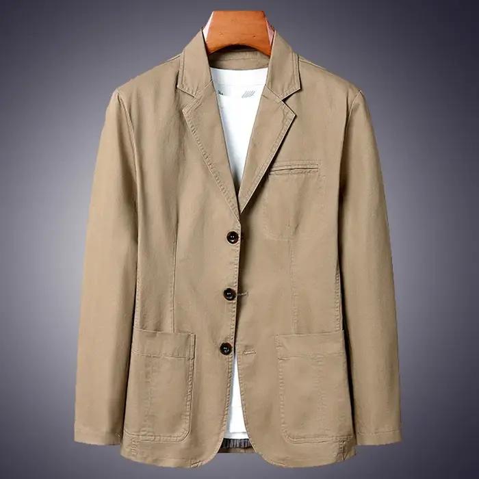 Blazer nouveaux hommes mode affaires couleur unie coupe ajustée travail décontracté coton coréen man