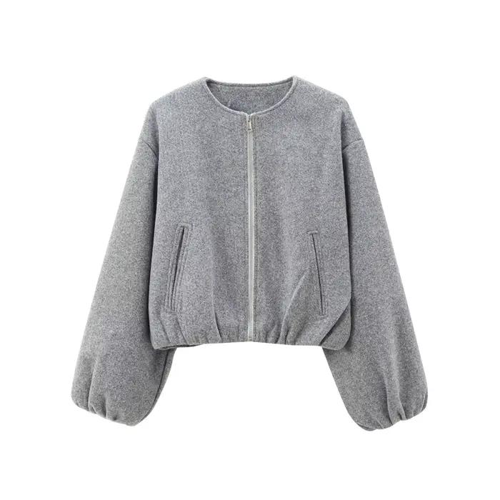MUJER rouge fermeture éclair Bomber vestes pour femmes doux recadrée vestes femme 2025 à manches lon