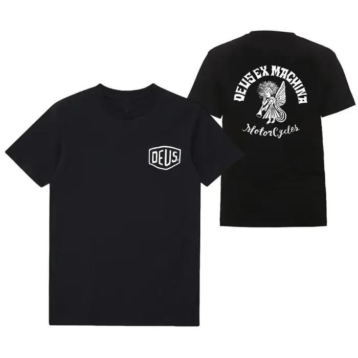 DEUS EX MACHHR-Maillot de football à manches courtes pour homme, haut noir décontracté, t-shirts res