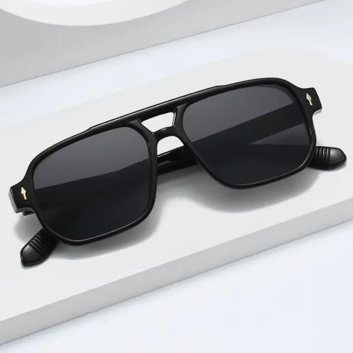 Lunettes de soleil carrées rétro à Double pont pour femmes et hommes, Design de luxe à la mode, Rive