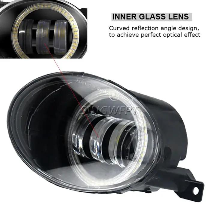 Feu antibrouillard œil d'ange pour voiture, 2 pièces, lentille LED, feux de jour DRL 30W 6000LM 12V