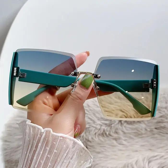 Nouvelles lunettes De soleil carrées sans bordure femmes marque Designer lunettes De soleil De mode