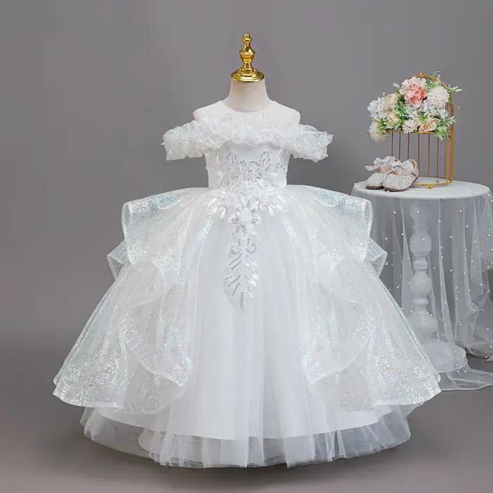 HETISO – robe à fleurs élégante pour filles, sans manches, avec des Appliques, pour mariage, anniver