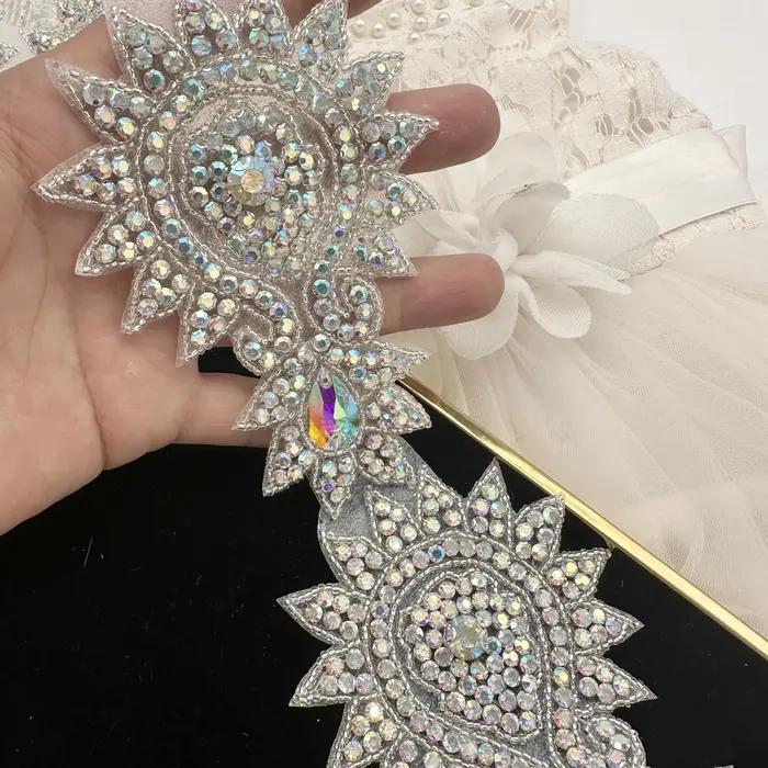 Perles en verre cristal artificiel SilverAB, accessoires de vêtements DIY avec film thermocollant à