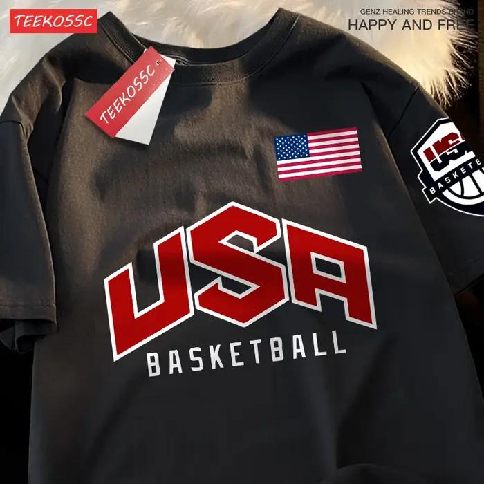 USA basket-ball imprimé rue T-Shirts décontractés hommes femmes ample surdimensionné vêtements respi