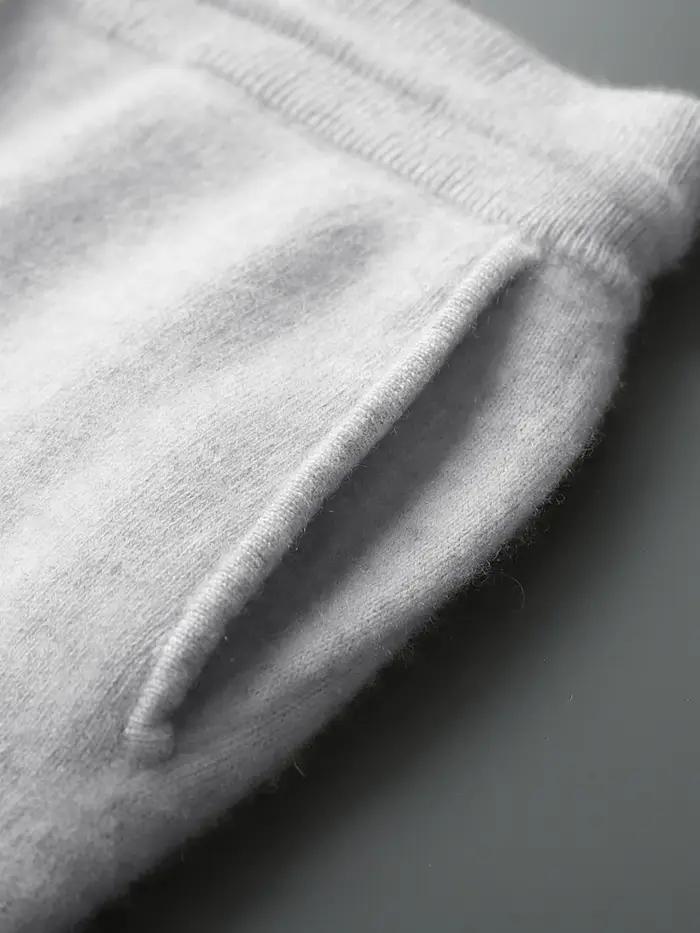 Pantalon de luxe pour hommes, 100% laine mérinos, tricot épais, jambes larges, chaud, décontracté, B