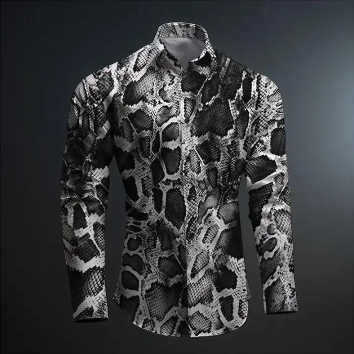 Chemise imprimée en peau de serpent pour hommes, nouveau modèle Animal imprimé en 3D, athloisir, rue