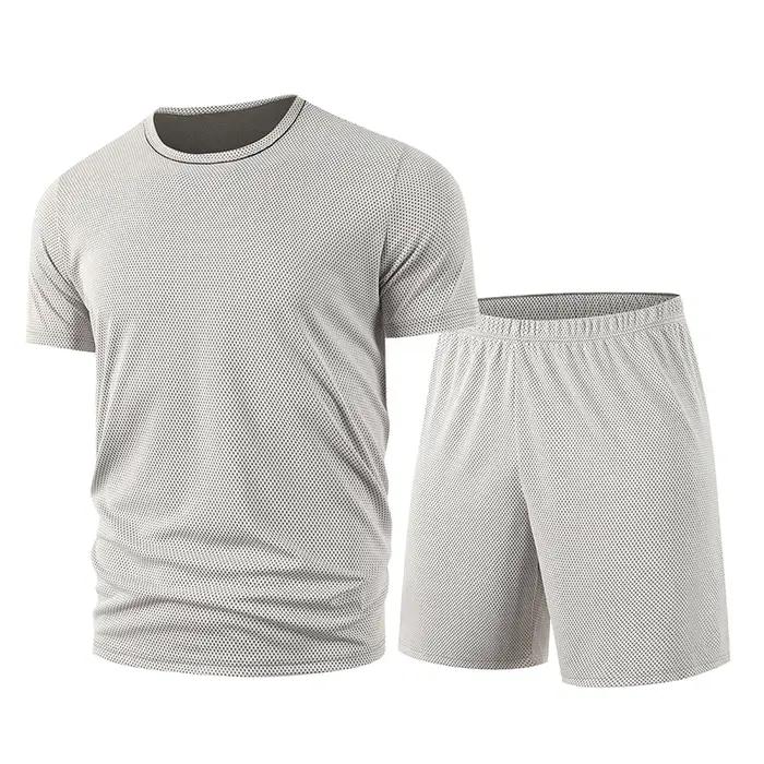 Ensemble d'été 2 pièces en maille multicolore pour hommes, short à manches courtes, T-shirt de sport