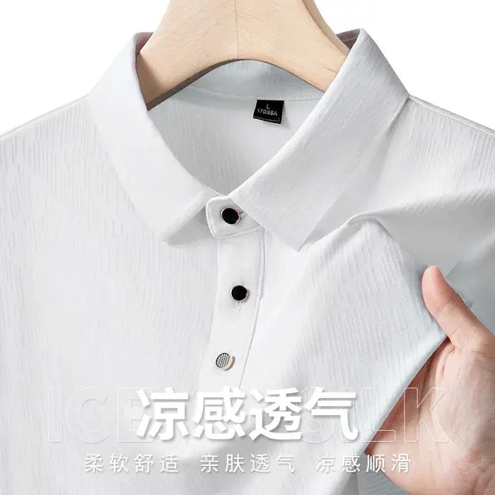 Polo homme M-7XL 8XL 9XL Nouveauté été – Polo homme à manches courtes en soie glacée de haute qualit