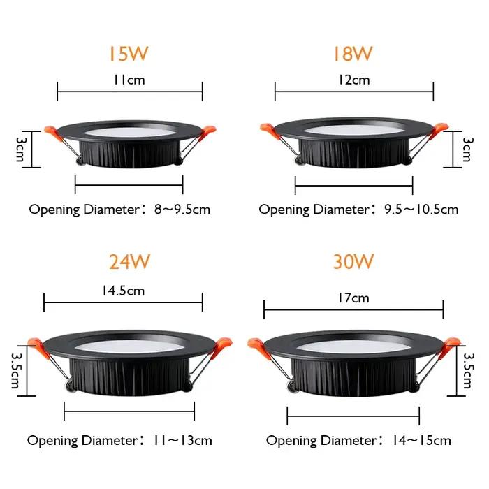 6 pièces LED Downlight 5W 7W 9W 12W 15W 18W plafonnier encastré blanc chaud/froid AC220V-240V