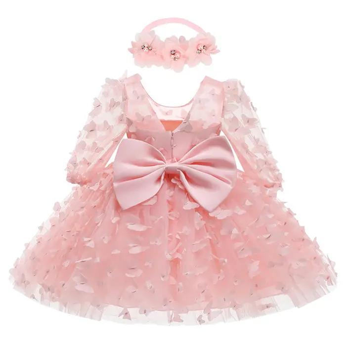 Robe pour nouveau-né de 3 6 9 12 18 24 mois, en maille à fleurs, à la mode, petite princesse, cadeau