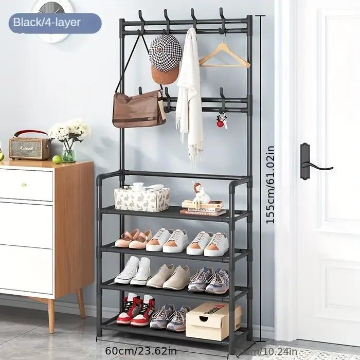Porte-manteau et chaussures en métal à 4/5 niveaux avec 8 crochets, pour salon, chambre à coucher, b