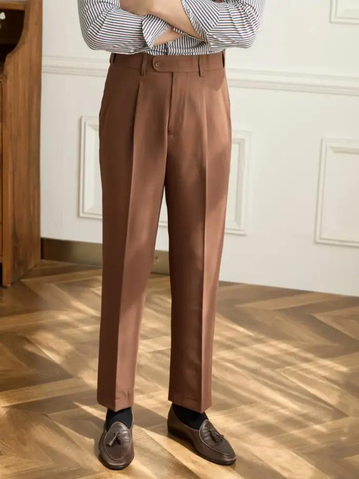 Mr. Deer San-Pantalon rétro à taille non repassable pour homme, style décontracté, coupe slim