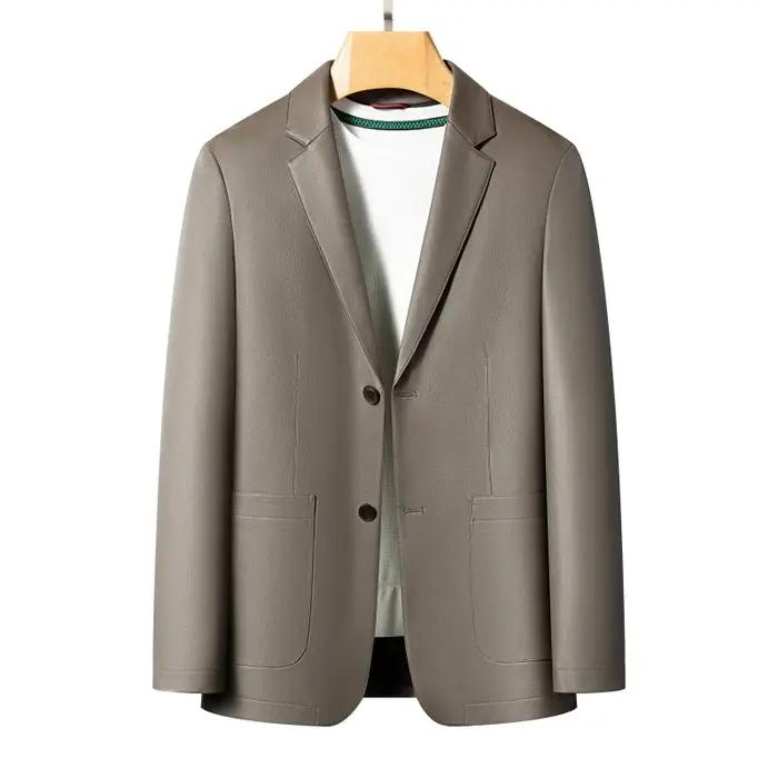Vestes en cuir de printemps et d'automne, costumes en cuir décontractés, vestes en cuir pour hommes,