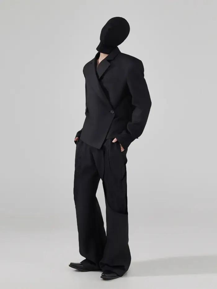 Mauroicardi automne court noir ajusté asymétrique Blazers pour hommes épaulettes bouton unique éléga