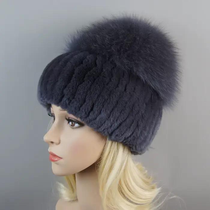 Russie nouveau Style femmes réel véritable fourrure de renard bonnets chapeau filles naturel réel Re