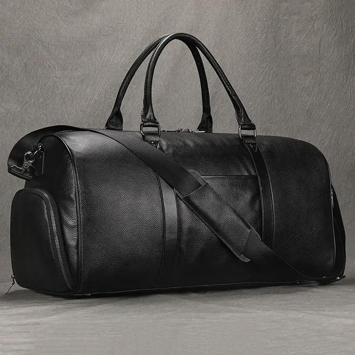 Sac de voyage en cuir de nouveau design à la mode, sac de sport en peau de vache souple, sac de voya