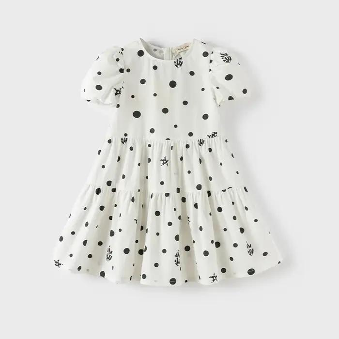 Dave Bella – robe de princesse à manches courtes pour filles, en coton, pour fête d'été et de printe